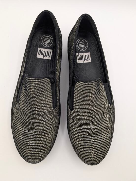 Fitflop Shoes - FitFlop Superskate Textured Metallic Twill Knit Slip-On Loafers Size 9